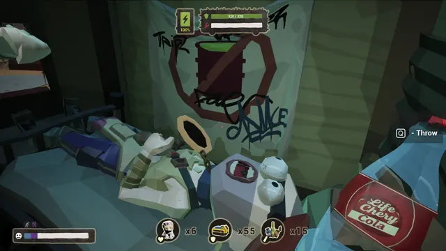 The bunk corner of the bus, a can of cola in hand and graffiti across the wall
